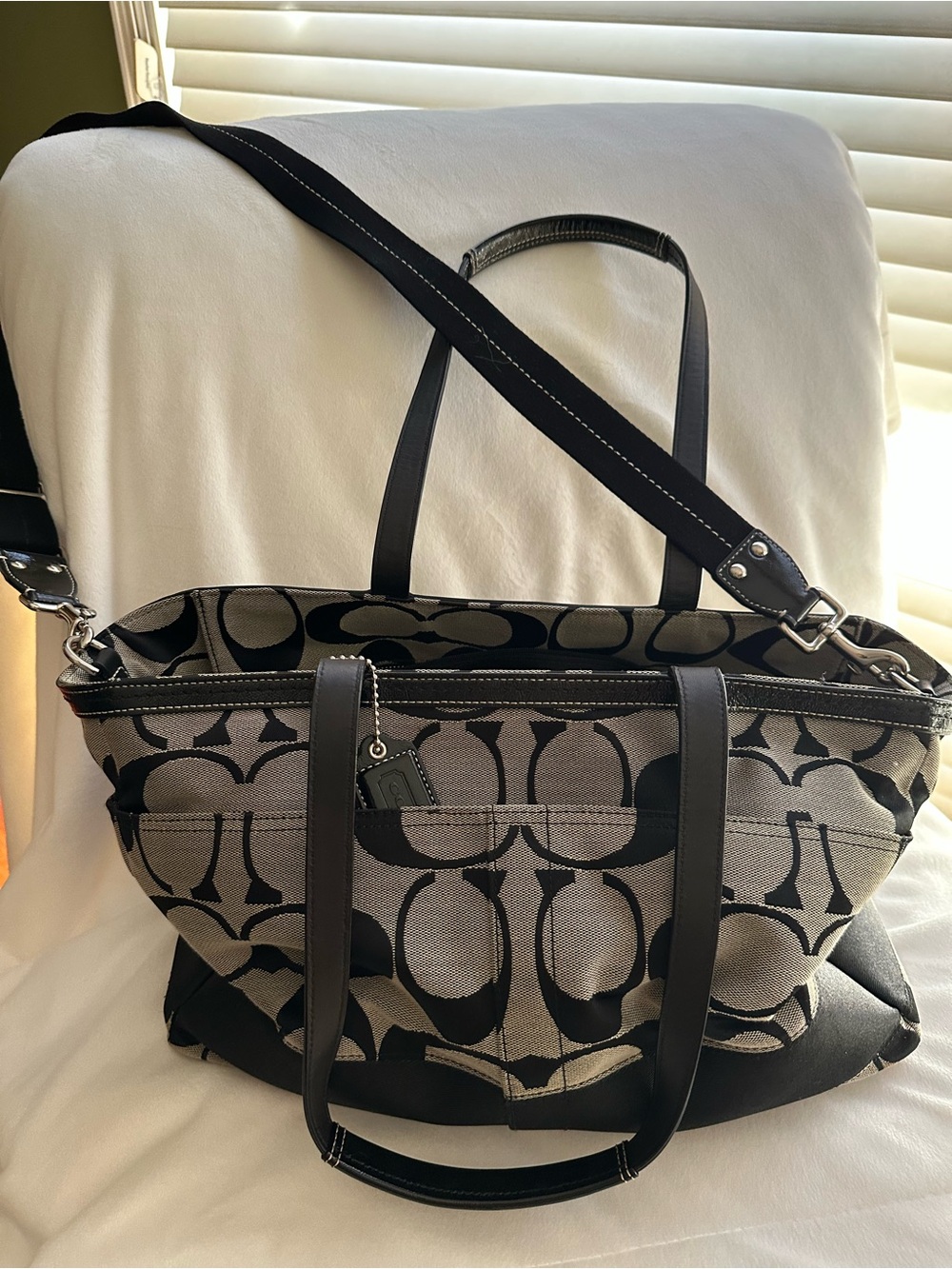 Coach Black and Gray Signature Canvas Tote